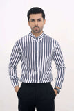 Premium grey White Stripes Button Down Shirt