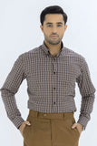 Premium Brown Checkered Button Down Shirt