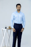 Premium Light Blue Textured Line Cutaway Collar Shirt