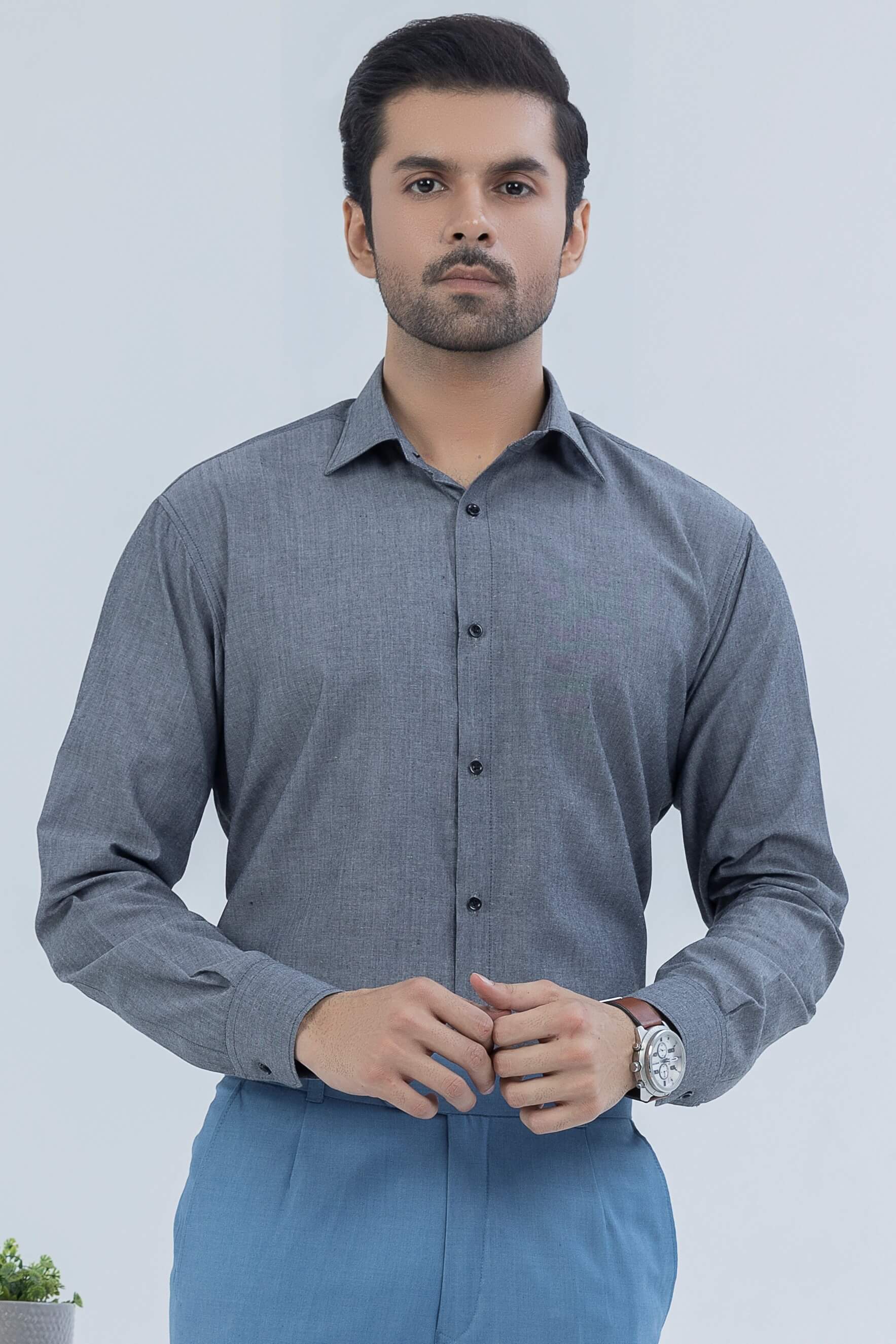 Premium Dark Grey textured Formal Shirt – Eco Threads