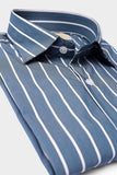 Premium Greyish Blue White Striped Shirt